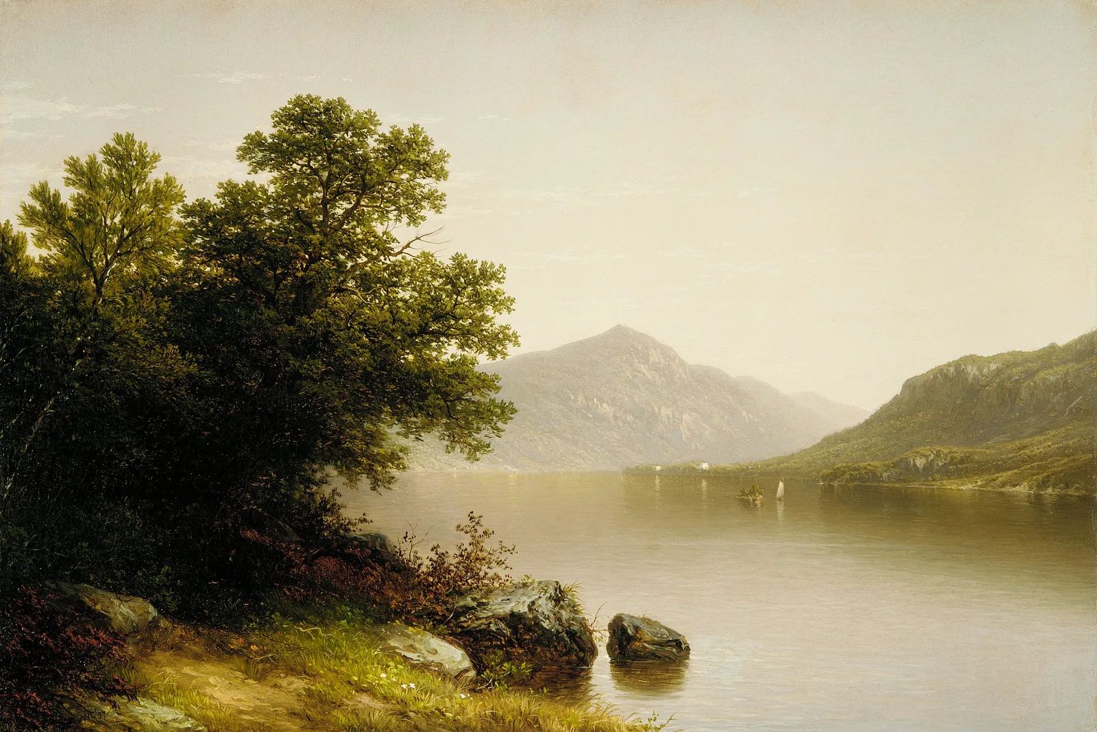 Still mountain lake mirroring the sky