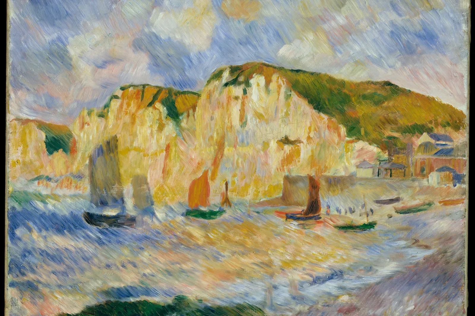 Sea cliffs above a rocky coastline
