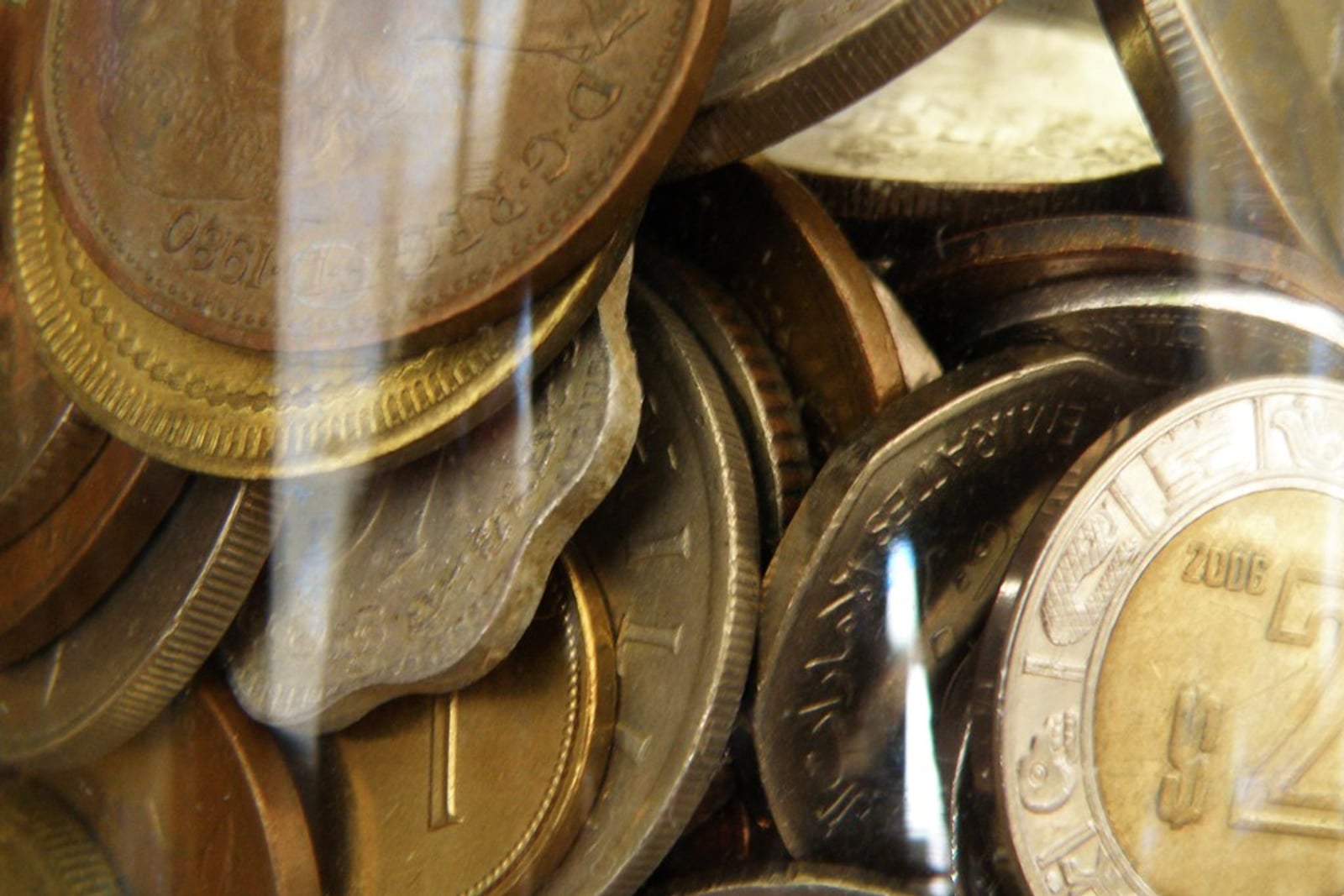 Jar of coins on a table