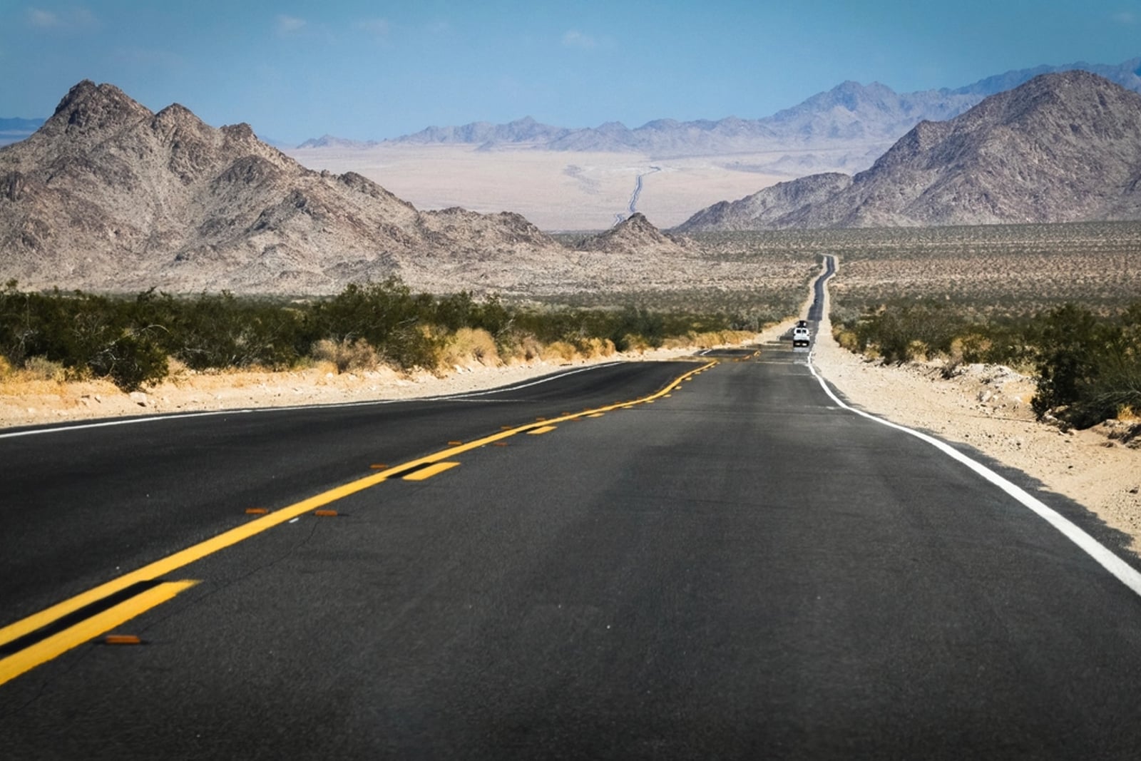 Long empty road seen from above